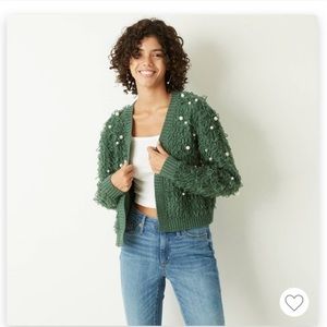 Never worn green holiday cardigan!